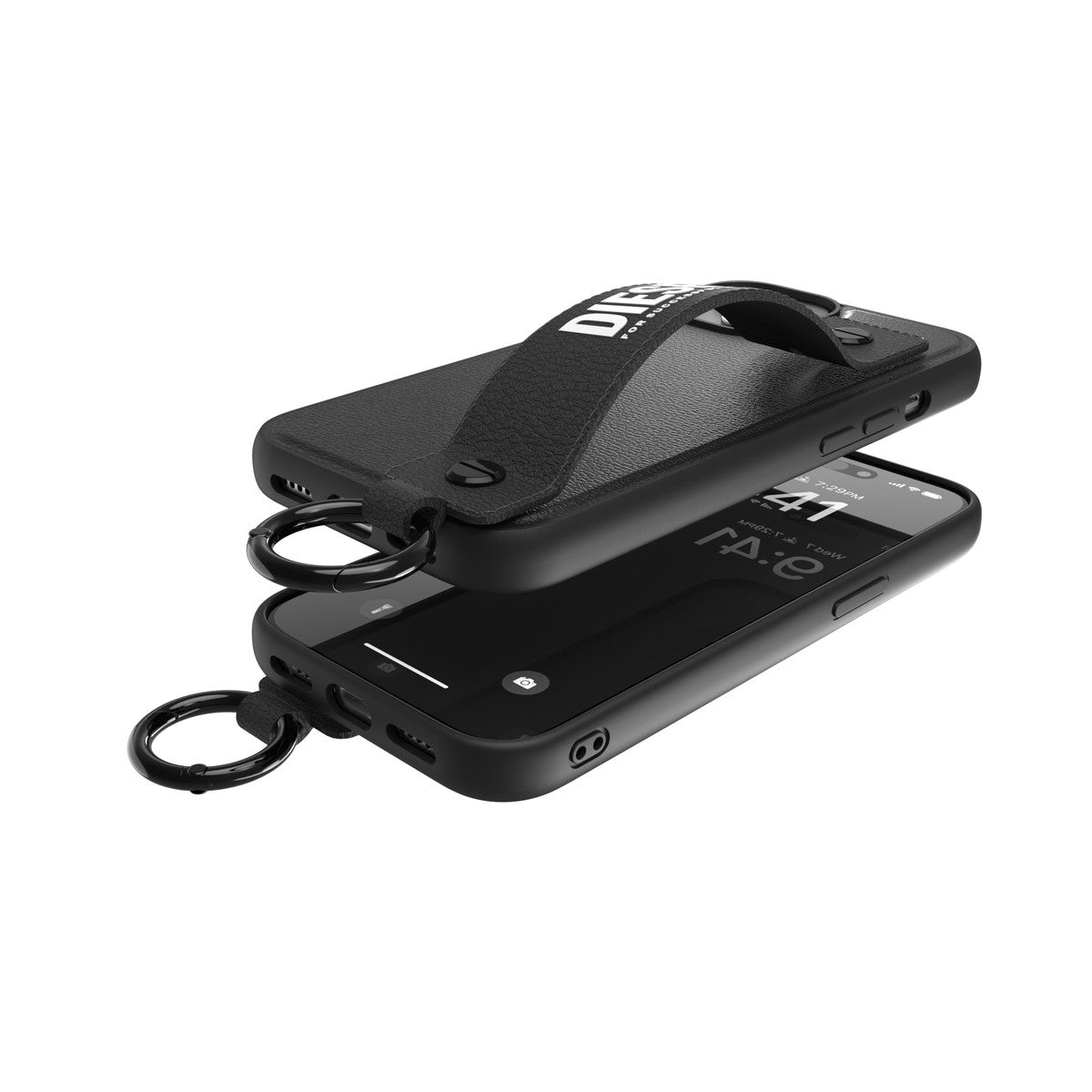 DIESEL iPhone15ケース ハンドストラップ ブラック