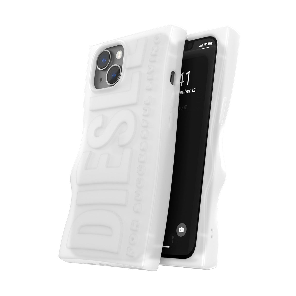 DIESEL[ディーゼル] iPhone 14/ iPhone 13 case D By Silicone White ソフトシリコン 立体ロゴ ミルキーホワイト ≪特価！≫ (54122) ホワイト