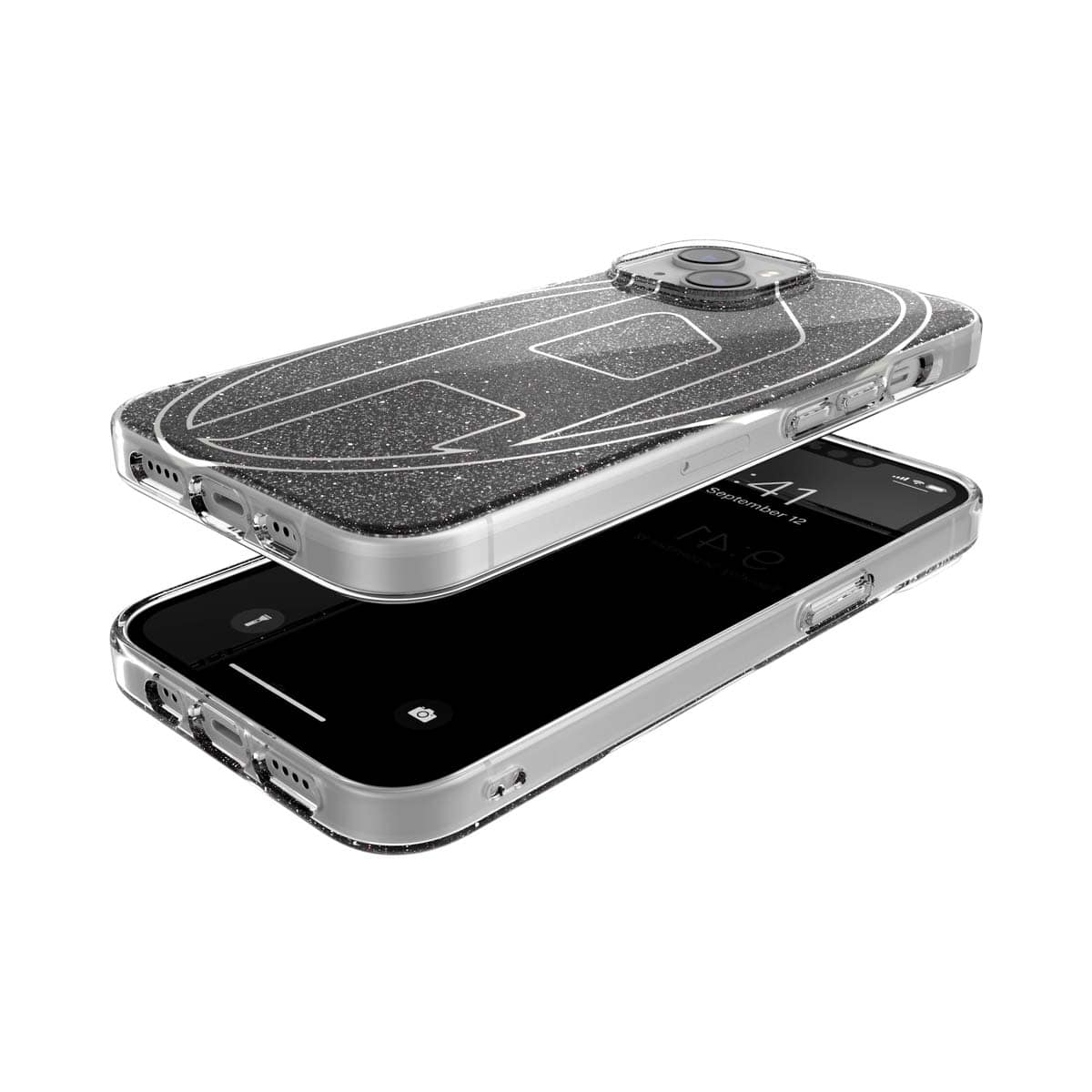 DIESEL[ディーゼル] iPhone 14/iPhone 13 case Oval D Glitter Black スマホケース スマホカバー  オーバルD ロゴ グリッター ラメ ブラック (60022)