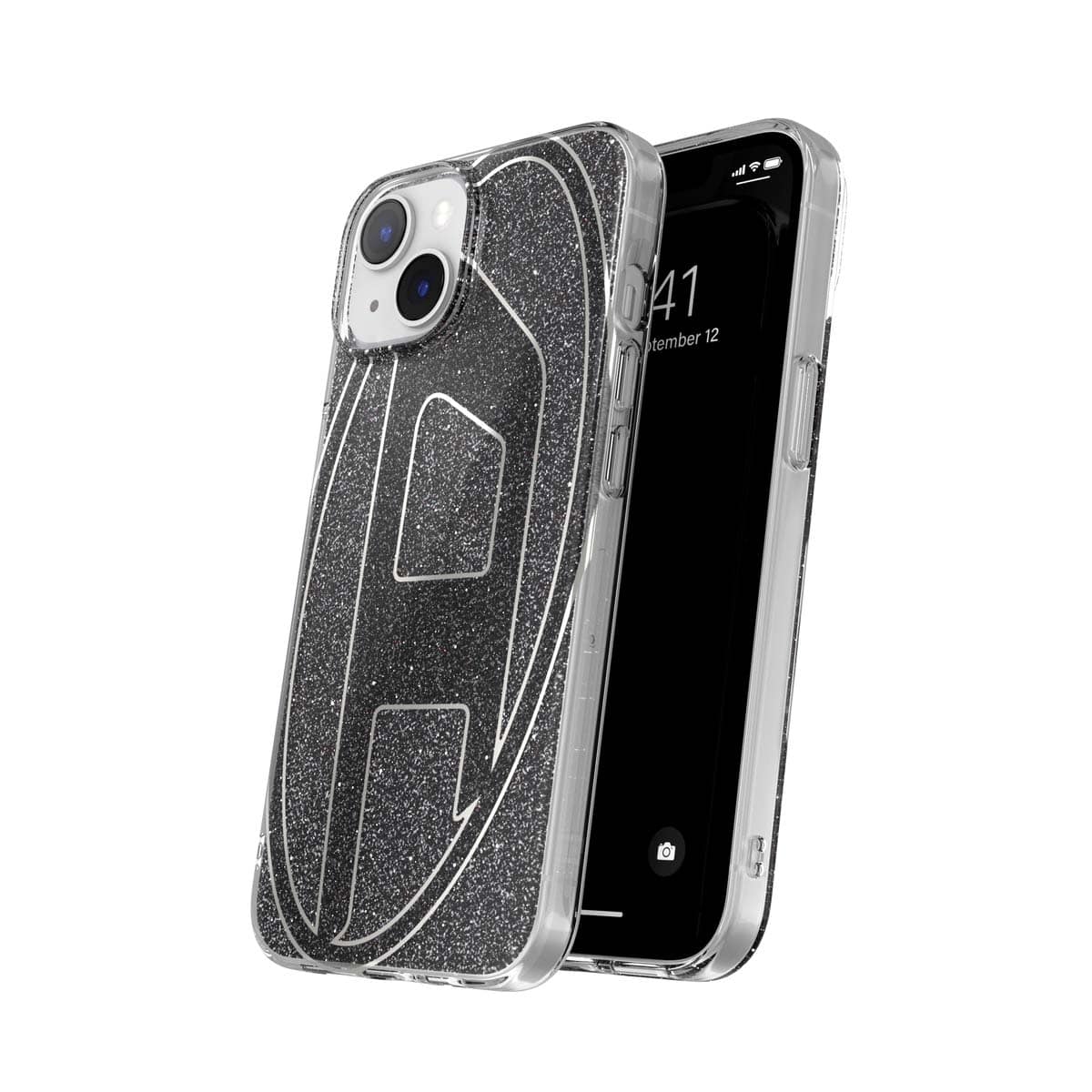 数々の賞を受賞 Oval iPhone14/13ケース DIESEL D ブラック Glitter クッションカバー