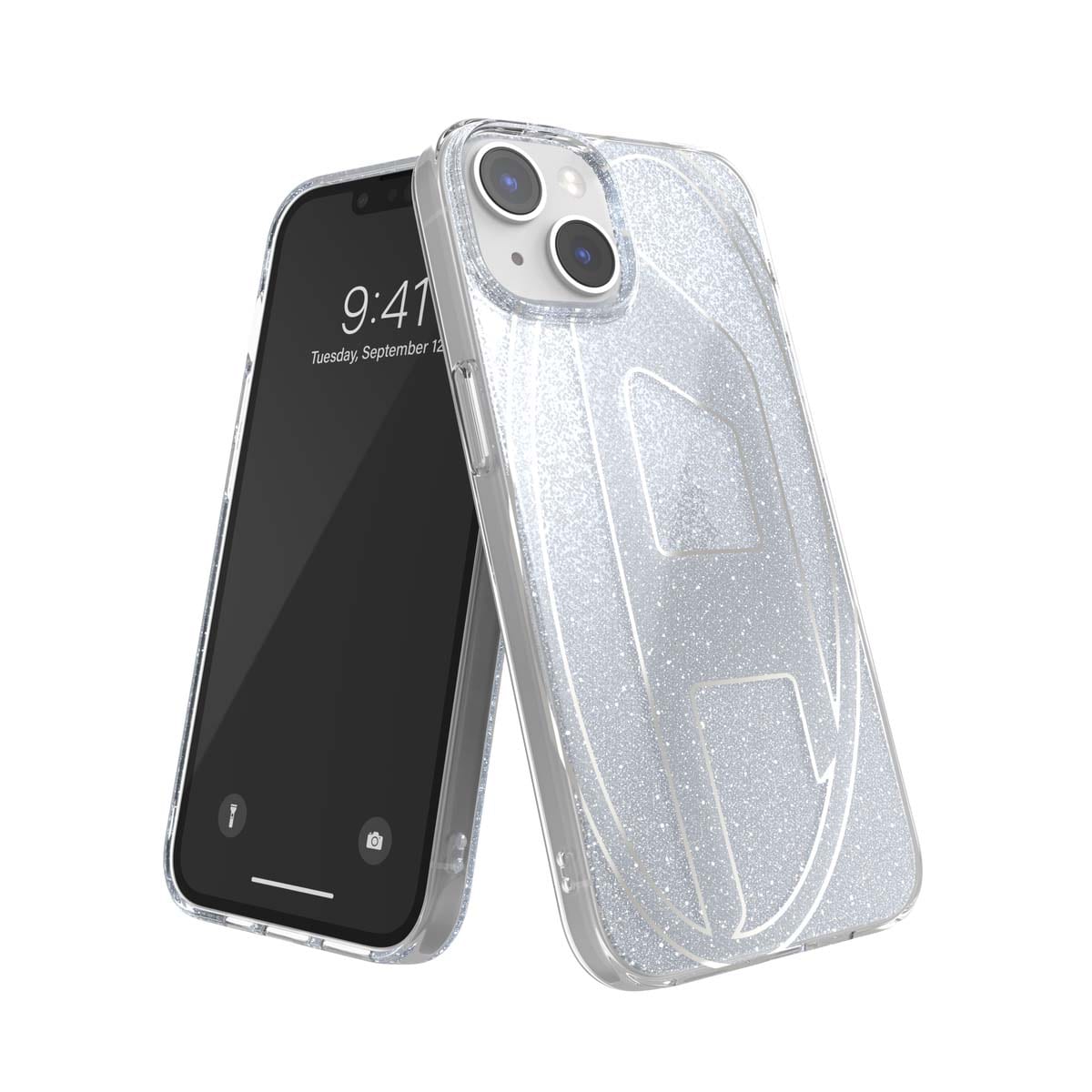 DIESEL iPhone14/13ケース Oval D Glitter シルバー