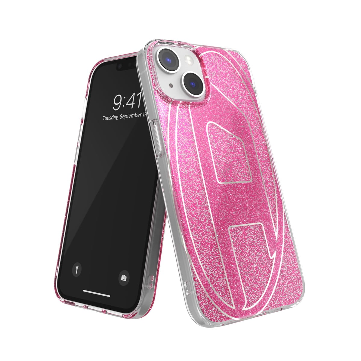 DIESEL iPhone14/13ケース Oval D Glitter ブラック
