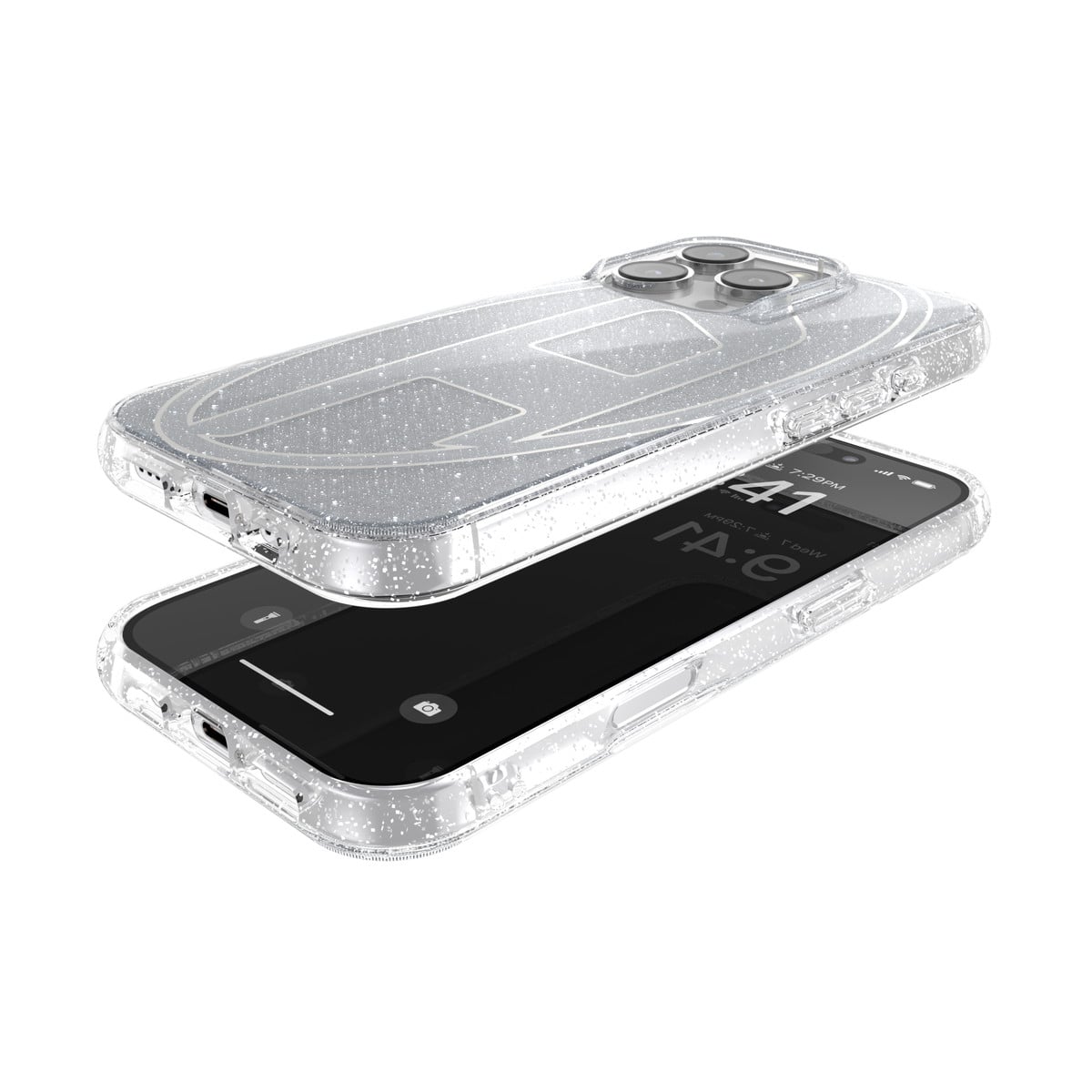 最旬トレンドパンツ iPhone 16 Proケース Oval D Glitter シルバー iPhoneアクセサリー