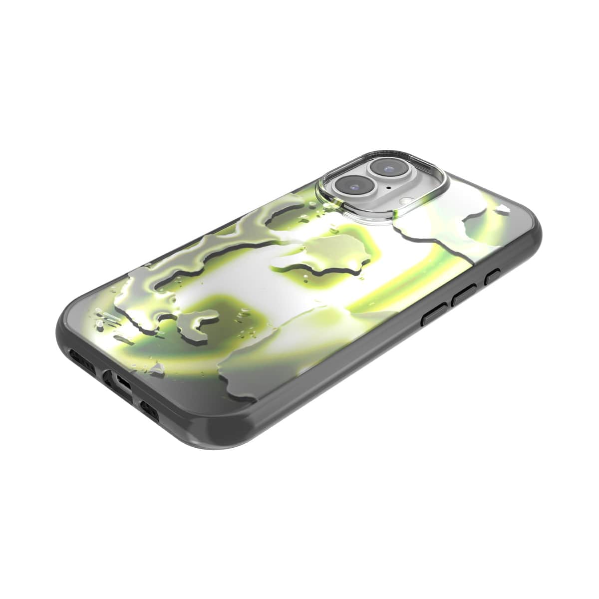 iPhone 16ケース Oval D Neon ブラック/イエロー