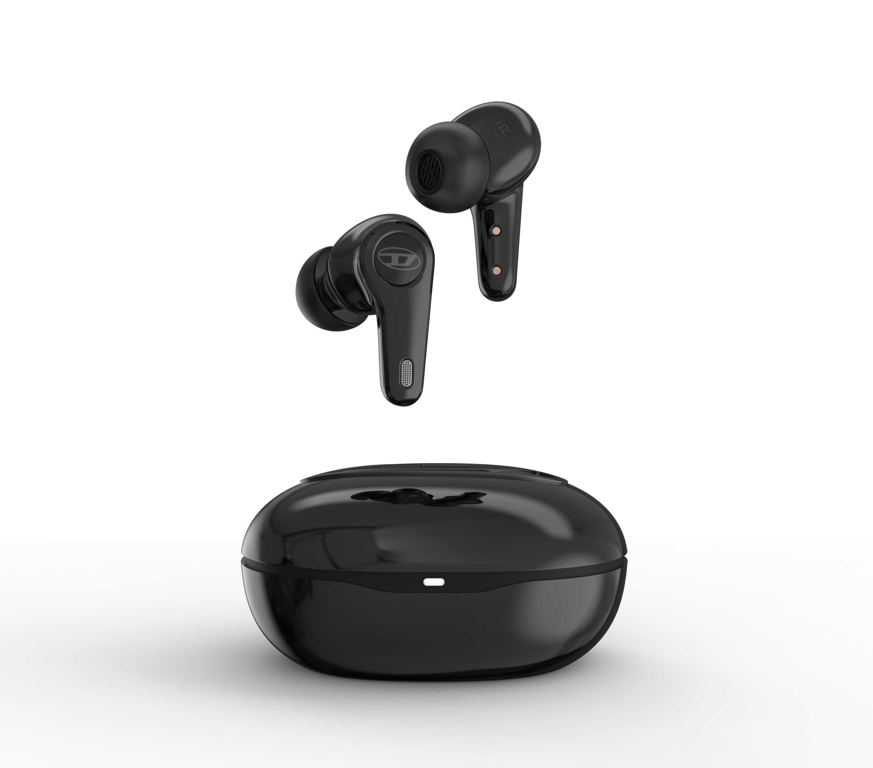 DIESEL[ディーゼル] True Wireless Earbuds Glossy Black ワイヤレスイヤホン オーバルD アクティブノイズキャンセリング機能 外音取り込み機能 ブラック (60214) ブラック