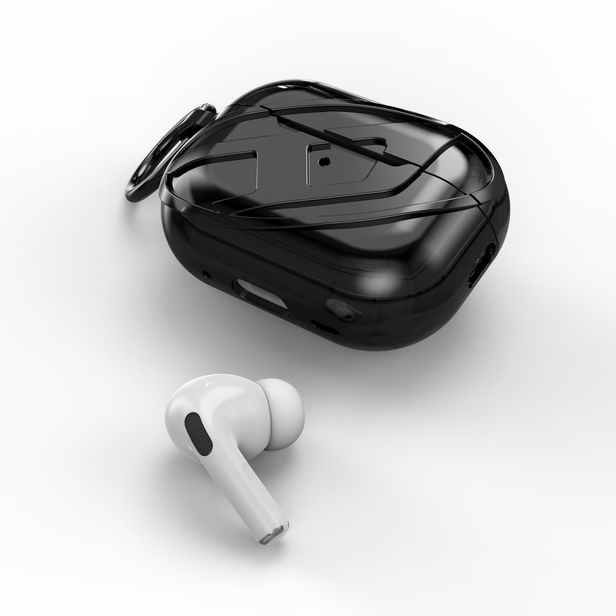 AirPods Pro 本体 ブラック ケース付き AirPods Pro 第2/1世代 対応 PUレザー フリップケース ブラック