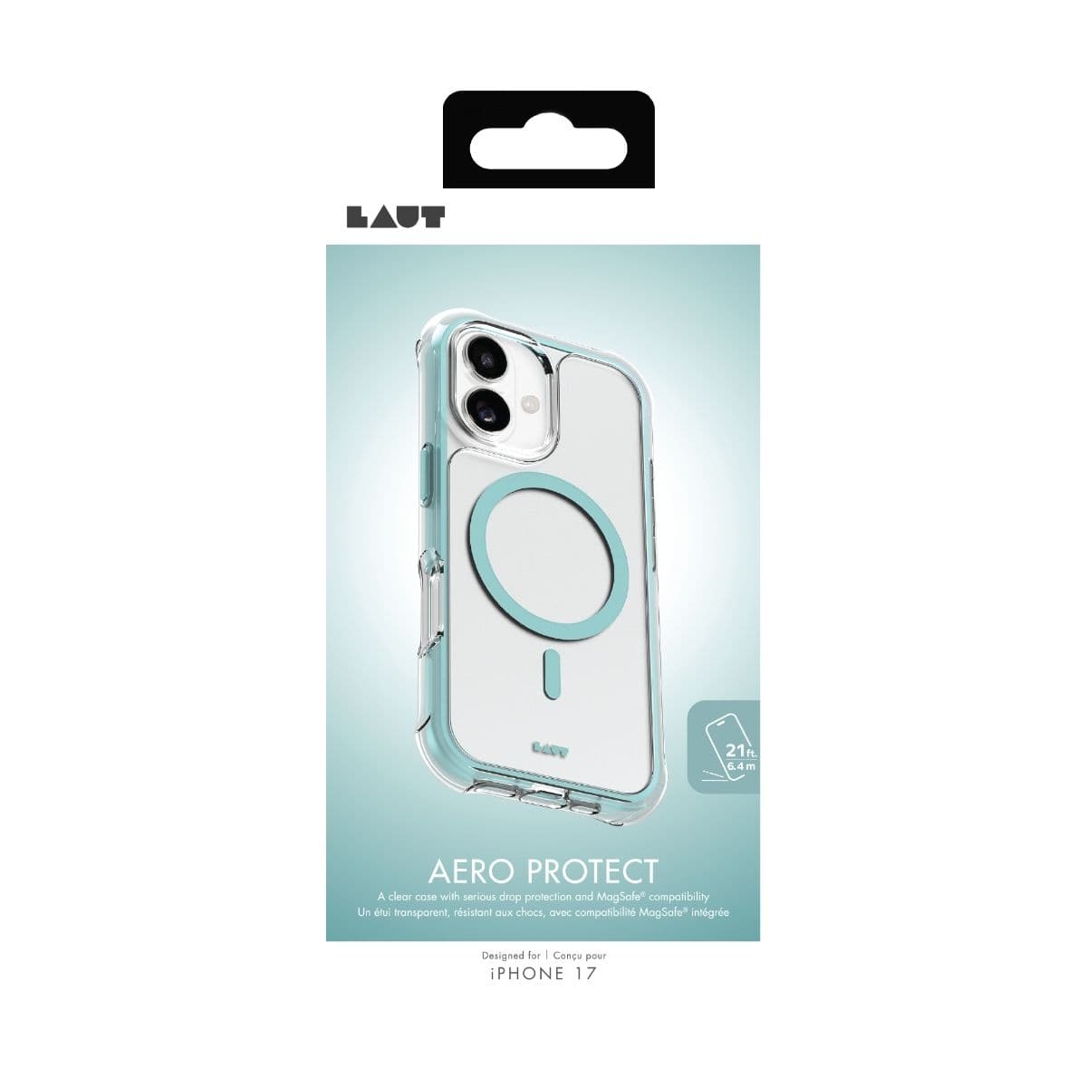 LAUT[ラウト] iPhone 17 スマホケース スマホカバー AERO PROTECT アクアミント クリアグリーン L_IP25A_AP_MT