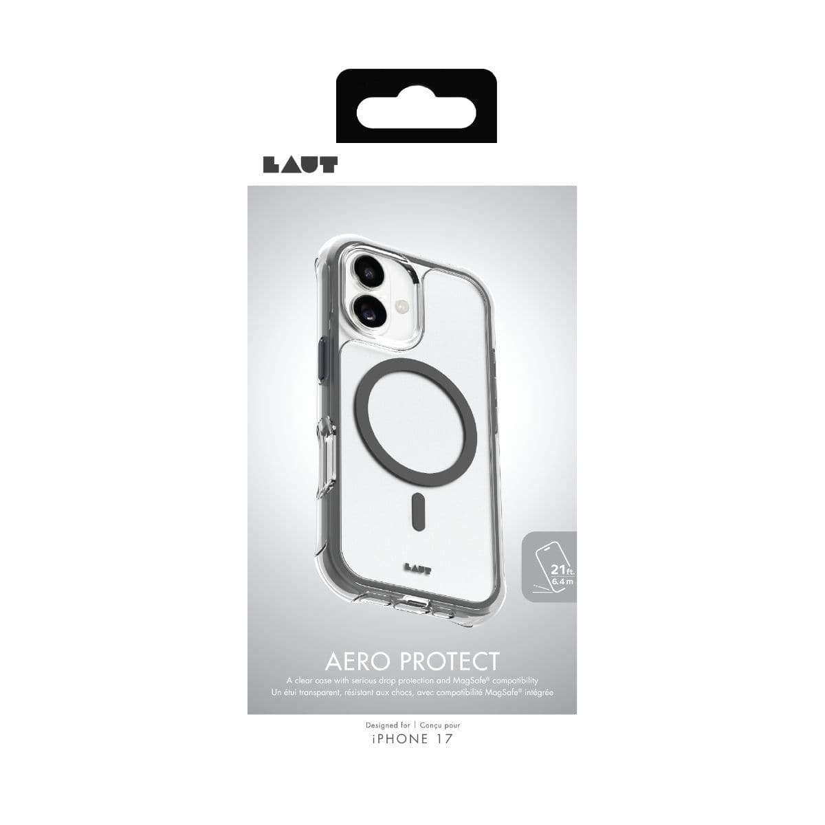 LAUT[ラウト] iPhone 17 スマホケース スマホカバー AERO PROTECT シャドウグレー クリアグレー L_IP25A_AP_GY