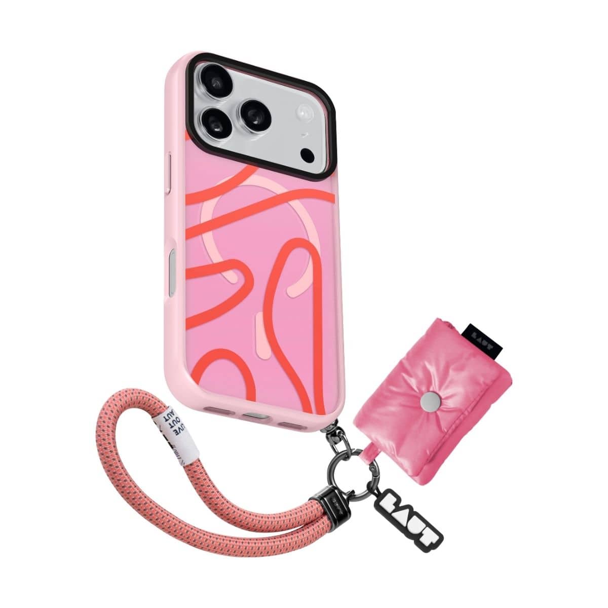 LAUT[ラウト] iPhone 17 Pro スマホケース スマホカバー KEYKO POP ミニポーチ付/ストラップ付/チャーム付 MagSafe対応 ロージーウェーブ ピンク ピンク L_IP25B_KP_P