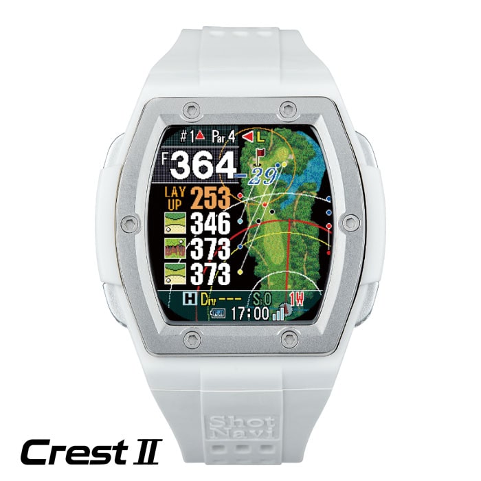 サクラ！ Shot Navi Crest II ホワイト GPSウォッチ ショットナビ Crest2 腕時計型GPSナビ Shot Navi ホワイト 2023
