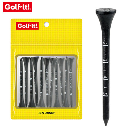 ライト 目盛付 シェルパック ウッドティー 高さ 70mm ブラック T-394 LITE GOLF