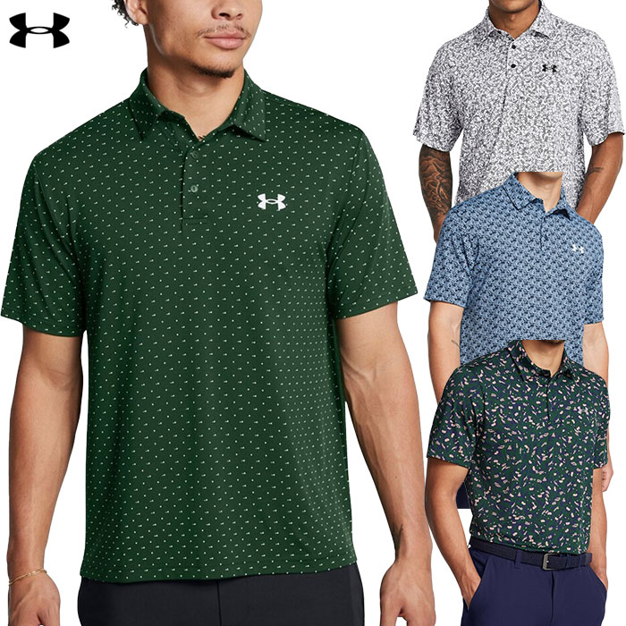 アンダーアーマー UAプレーオフ プリント ポロ3.0 1378677 メンズ UNDER ARMOUR ゴルフウェア 2024秋冬モデル 日本正規品