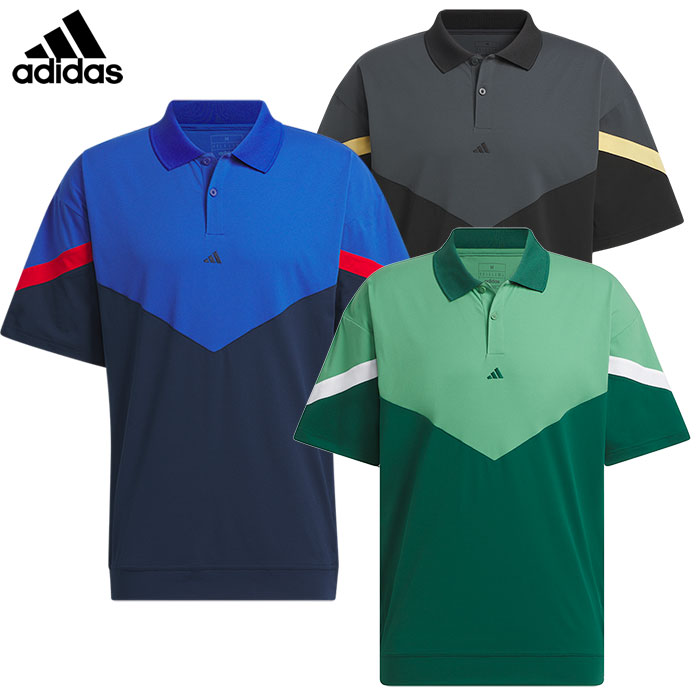 アディダス ツイストニット オーバーサイズ カラーブロック 半袖ポロ JTX78 メンズ ゴルフウェア 2024秋冬モデル adidas 日本正規品