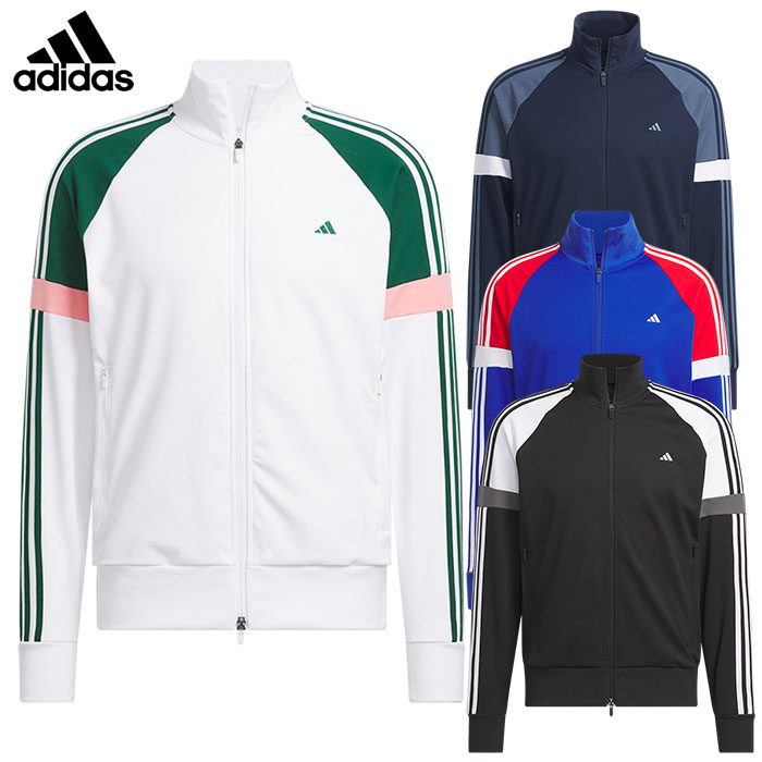 アディダス ツイストニット カラーブロック フルジップ レトロ トラックジャケット JTX75 メンズ ゴルフウェア 2024秋冬モデル adidas 日本正規品