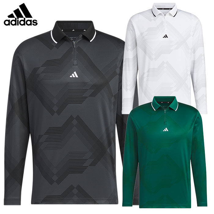 アディダス アーカイブグラフィックプリント ジップ長袖ポロ JSB98 メンズ ゴルフウェア 2024秋冬モデル adidas 日本正規品