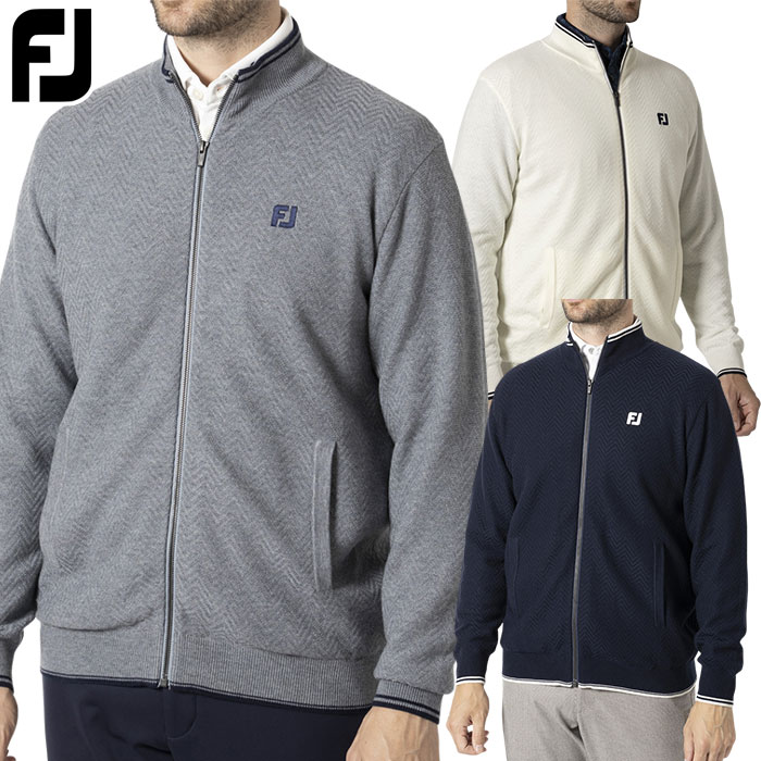 フットジョイ ヘリンボーン柄 防風裏地付き 長袖フルジップセーター FJ-F24-M12 メンズ FOOTJOY 2024秋冬モデル 日本正規品