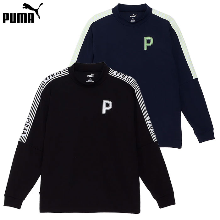 プーマ ゴルフ PC ストレッチ ジャガード テープ P ロゴ 長袖 シャツ 630428 メンズ ゴルフウェア PUMA 2024秋冬モデル 日本正規品
