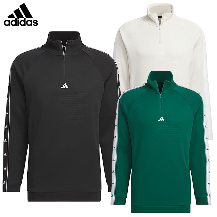 アディダス 保温 フリース アーカイブ デボスグラフィック ハーフジップ長袖ジャケット JSC17 メンズ ゴルフウェア 2024秋冬モデル adidas 日本正規品