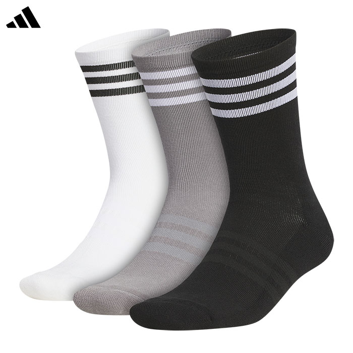 アディダス 3P クルー丈 クッションソックス EFC87 メンズ 靴下 ゴルフウェア 2025春夏モデル adidas 日本正規品
