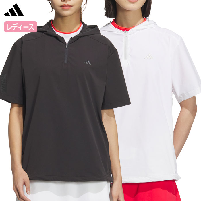 アディダス アディゼロ 撥水 ハーフジップ 半袖ウィンドウ KUK63 レディース ゴルフウェア トップス 2025春夏モデル adidas 日本正規品