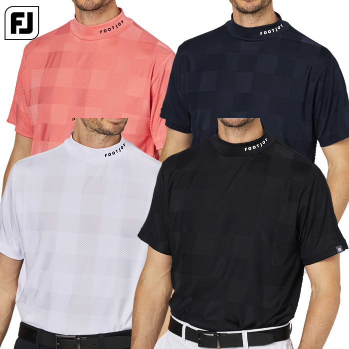フットジョイ チェックジャカード半袖モックネックシャツ FJ-F25-S05 メンズ ゴルフウェア FOOTJOY 2025春夏モデル 日本正規品