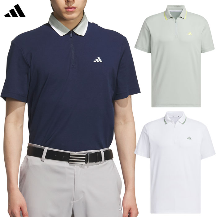 アディダス アディゼロ ツイストニット 半袖ジップポロ KUK69 メンズ ゴルフウェア ゴルフ 2025春夏モデル adidas 日本正規品