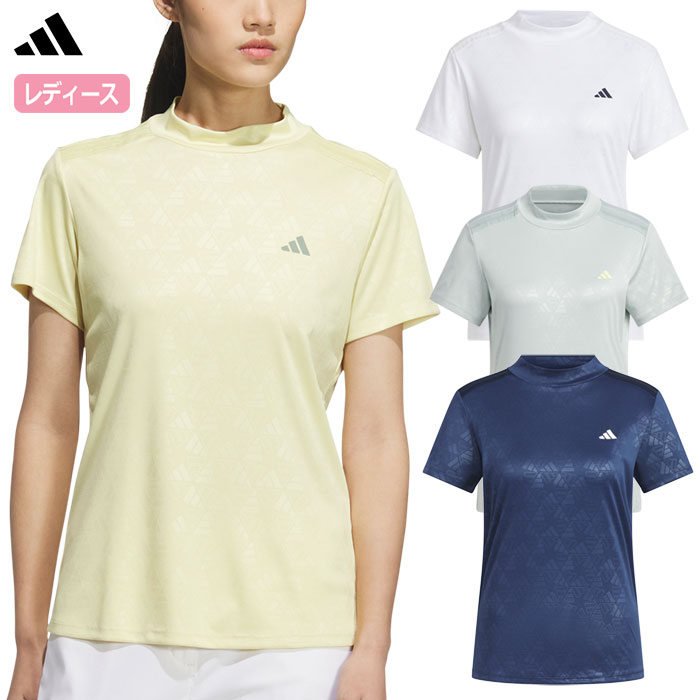 アディダス BOSロゴ柄 デボス モックネック半袖シャツ KTI74 レディース ゴルフウェア ゴルフ 2025春夏モデル adidas 日本正規品
