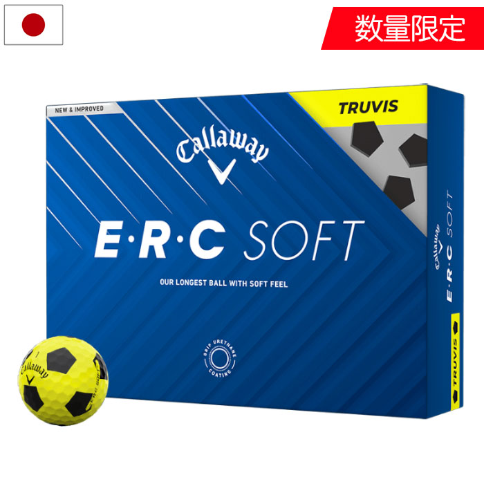 キャロウェイ E・R・C SOFT TRUVIS イエロー/ブラック ゴルフボール 1ダース 12球入 3ピース Callaway ゴルフ 2025年モデル ゴルフボール 日本正規品