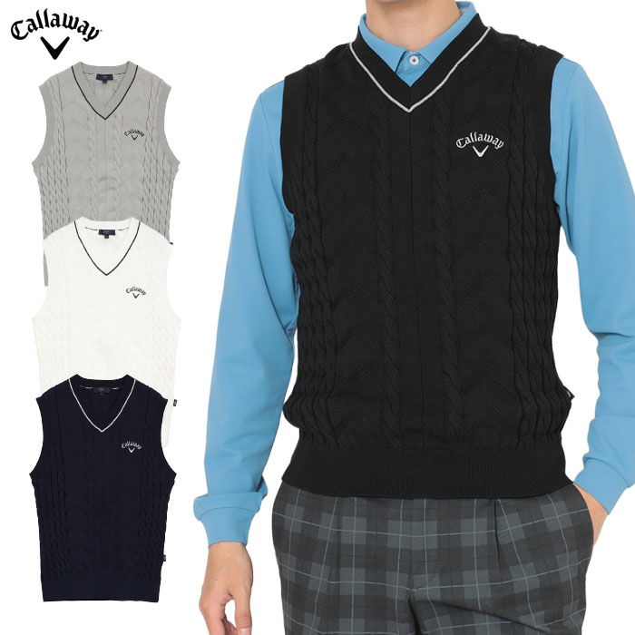 キャロウェイ Vネックケーブルニットベスト C25219100 メンズ Callaway ゴルフウェア 2025秋冬モデル 日本正規品
