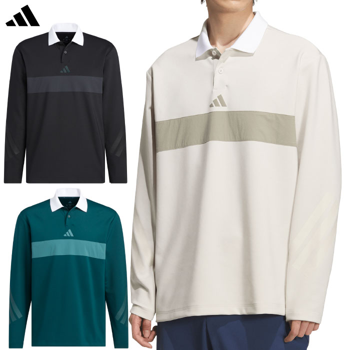 アディダス ビヨンド ザ コース カラーブロック 長袖ポロシャツ JUW95 メンズ ゴルフウェア ゴルフ 2025秋冬モデル adidas 日本正規品