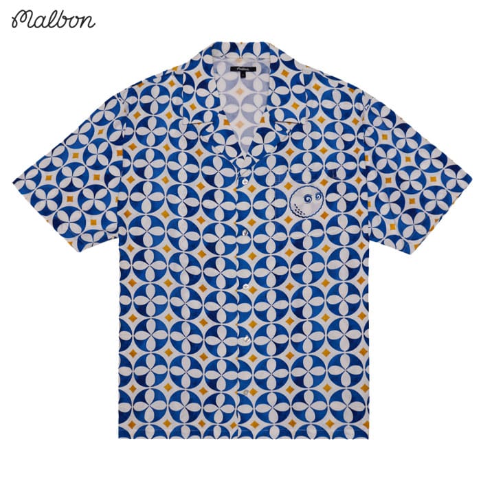 マルボン Malbon Golf 半袖シャツ RIVIERA CAMP COLLAR SHIRT M-9164 メンズ ゴルフウェア 2025秋冬モデル 正規品