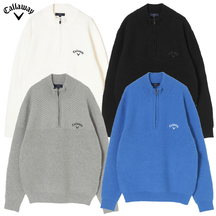 キャロウェイ ヘリンボーンハーフジップニット C25218105 メンズ Callaway ゴルフウェア 2025秋冬モデル 日本正規品