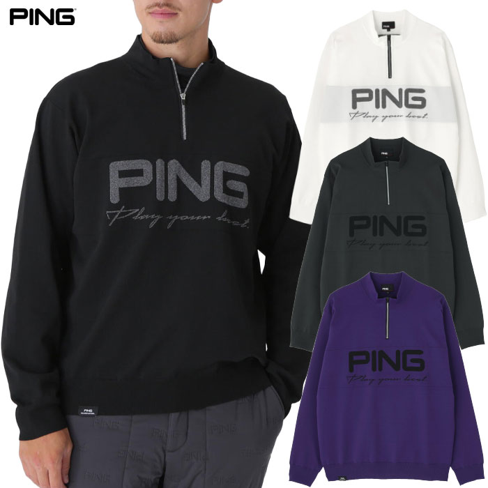 ピン PING ハーフジップハイネックジャガードニット 621-5275900 長袖 メンズ ゴルフウェア 2025秋冬モデル 日本正規品