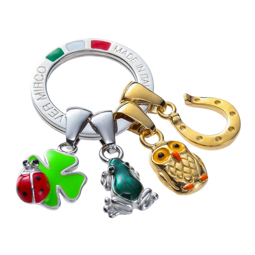 Silver Mirco 七宝のキーリング＆チャーム＜クアトログッドラック＞