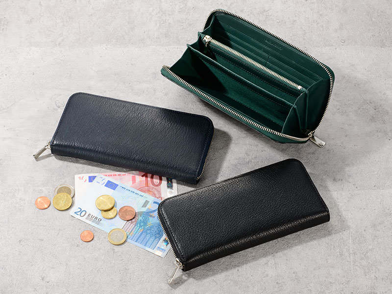 MILAGRO 姫路産ヌメゴート・ラウンドファスナー長財布