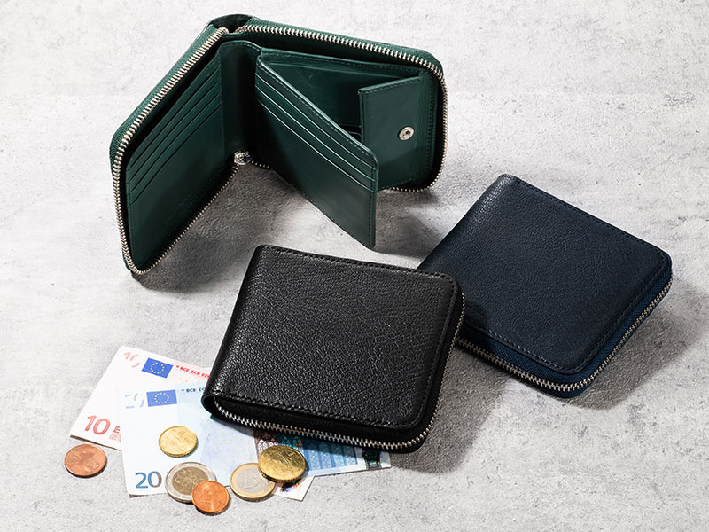 MILAGRO 姫路産ヌメゴート・ラウンドファスナー2つ折り財布