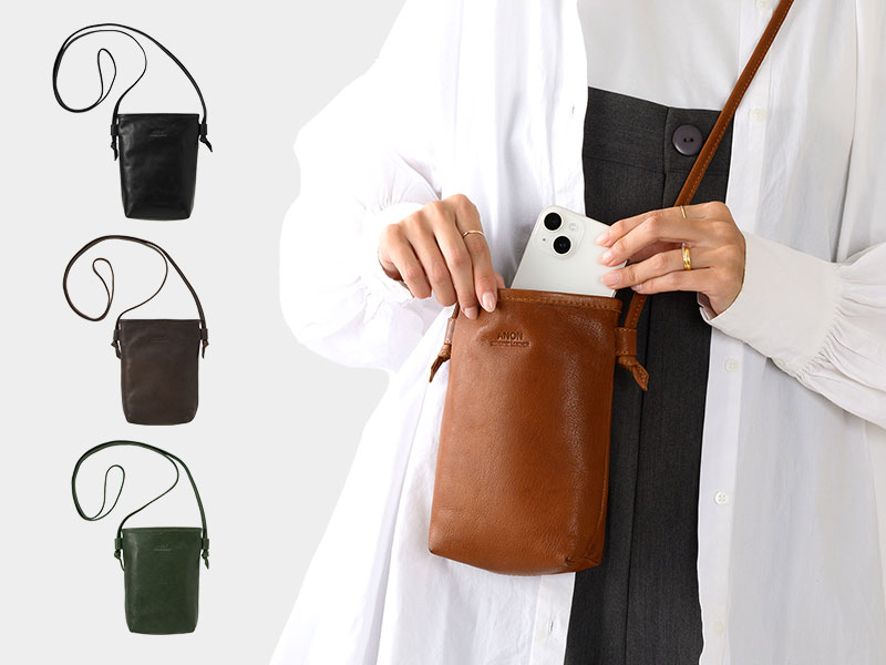 ANON ゴートレザー・ミニショルダーバッグ（縦型）