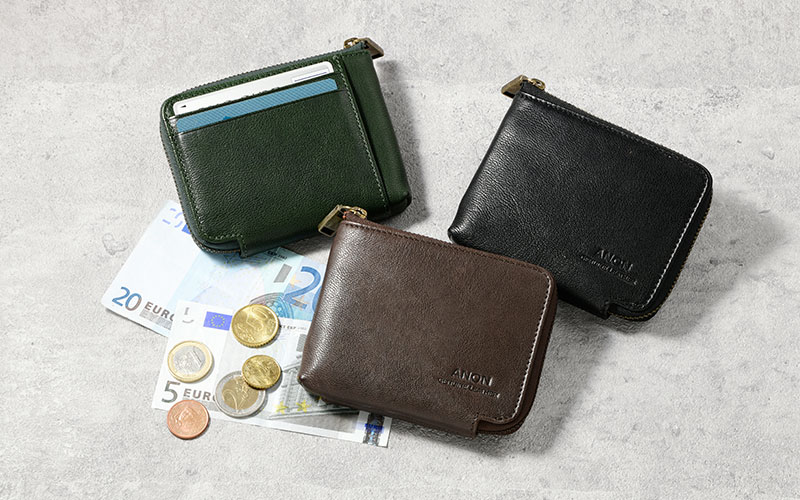 ANON・ゴートレザー・袋縫いL字ファスナーミニ財布
