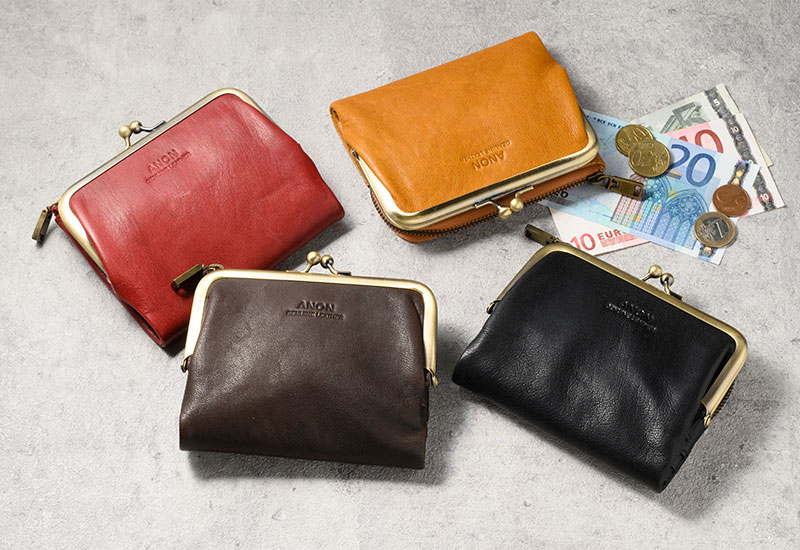 ANON ゴートレザー･がま口2つ折り財布