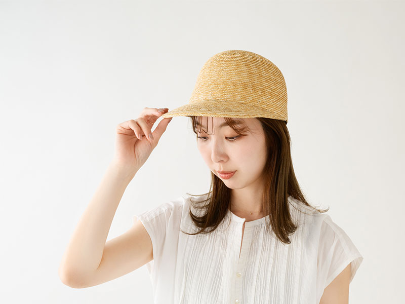 田中帽子店 Rico（リコ）麦わら ロングバイザーキャップ