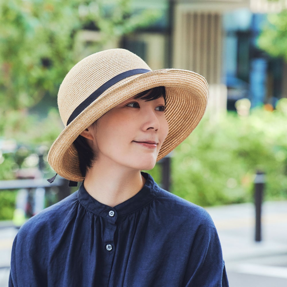 田中帽子店 Alena（アレナ）麻調ブレード・つば広キャペリンハット