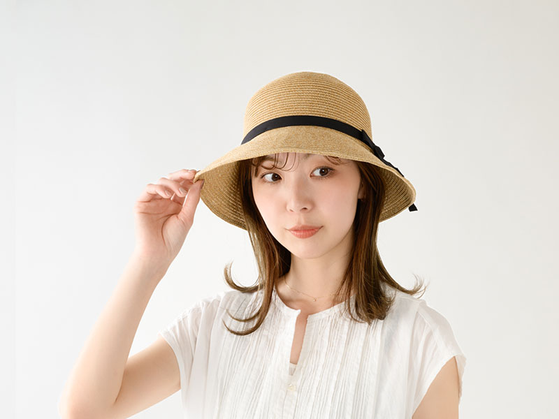 田中帽子店 Sari（サリー）麻調ペーパーブレード・ショートツバ クロッシェ