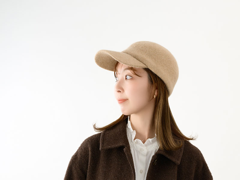 YOKOI BERET Blanka（ブランカ）アンゴラ混 ツバ短起毛キャップ 