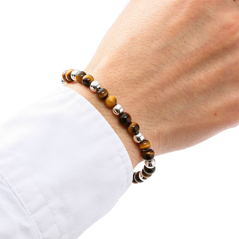 Argento Lab38 ナチュラルストーンとシルバーのブレスレット