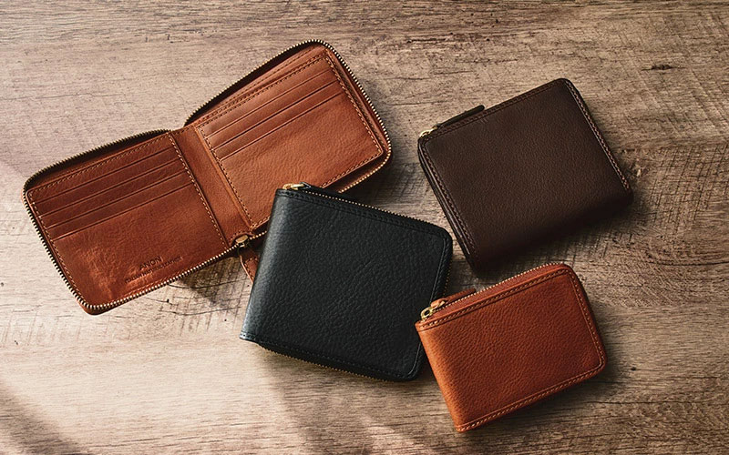 ANON バケッタレザー・ラウンドファスナー二つ折り財布