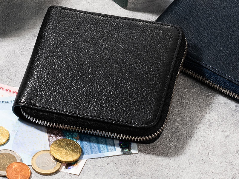 MILAGRO 姫路産ヌメゴート・ラウンドファスナー2つ折り財布