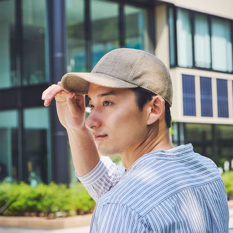 ORIHARA STYLE 尾州からみ織り・麻キャップ