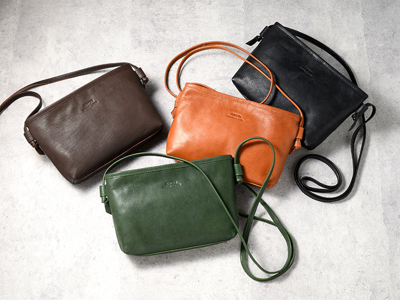 ANON ゴートレザー・ミニショルダーバッグ（横型）