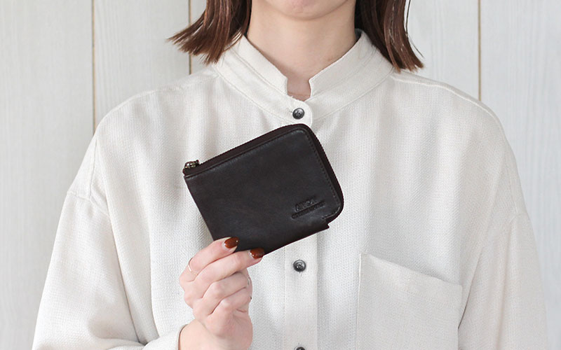 ANON・ゴートレザー・袋縫いL字ファスナーミニ財布