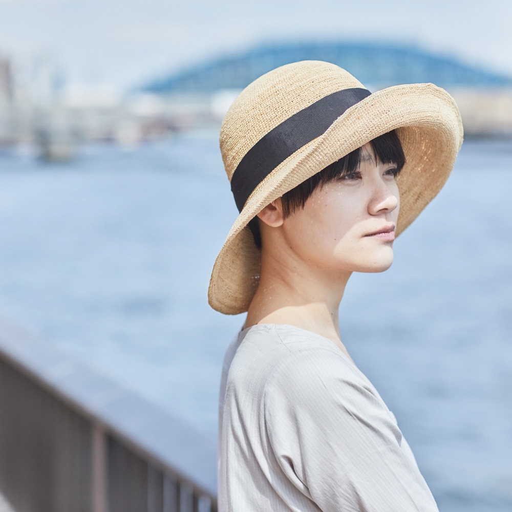 田中帽子店 Fiona（フィオナ）ライフィア つば広キャペリン帽子